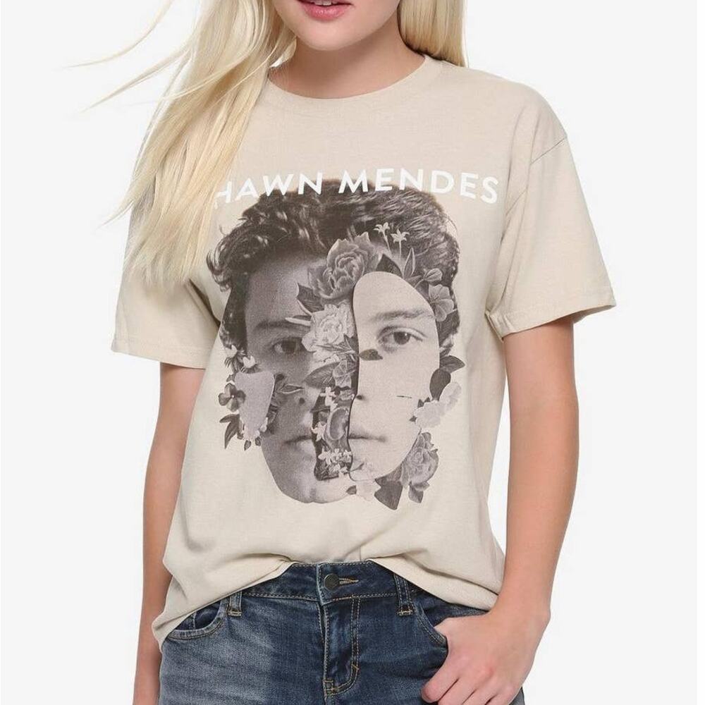 Shawn Mendes Women's Size XL Black & White Face‎ Girls Band T Shirt